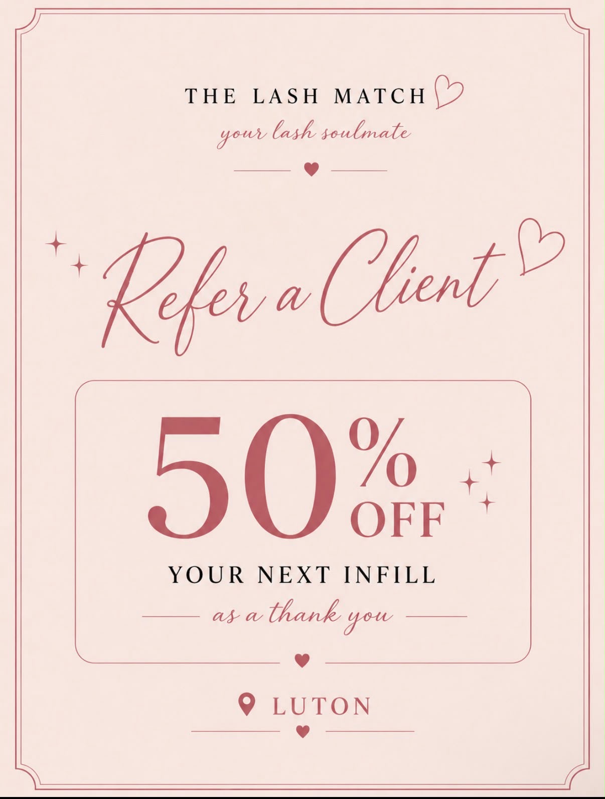 Refer a client — 50% off your next infill